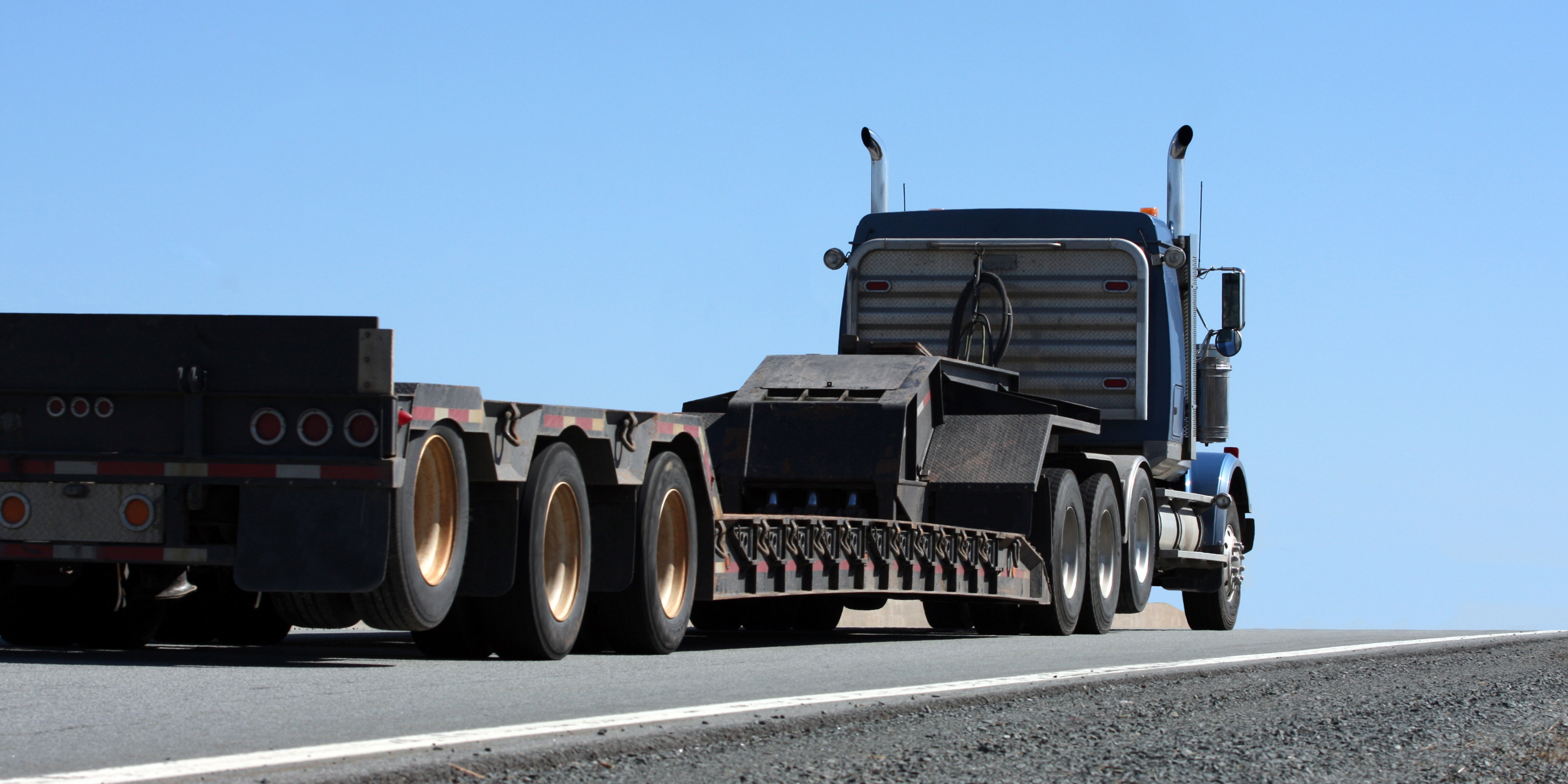 truck with heavy haul trailer